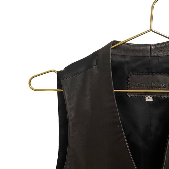 Vintage John Michael Black Leather Vest Large - Picture 3 of 6